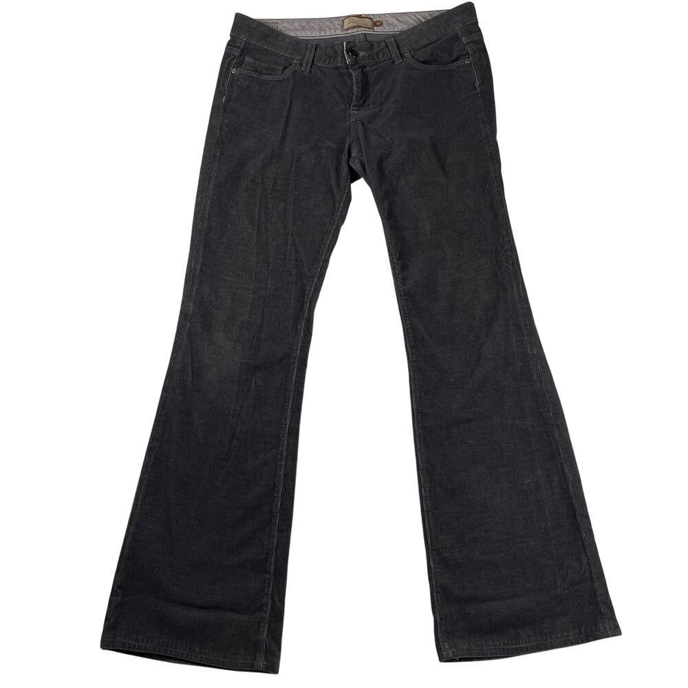 Paige Laurel Canyon Charcoal Gray Low Rise Flare Corduroy Jeans Pants Size 30